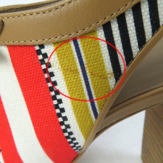 HERMES Sandals Canvas, Leather multicolor SEMELLE CUIR Women 35 1/2 Used Authentic