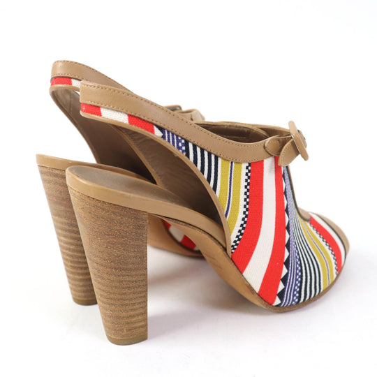 HERMES Sandals Canvas, Leather multicolor SEMELLE CUIR Women 35 1/2 Used Authentic