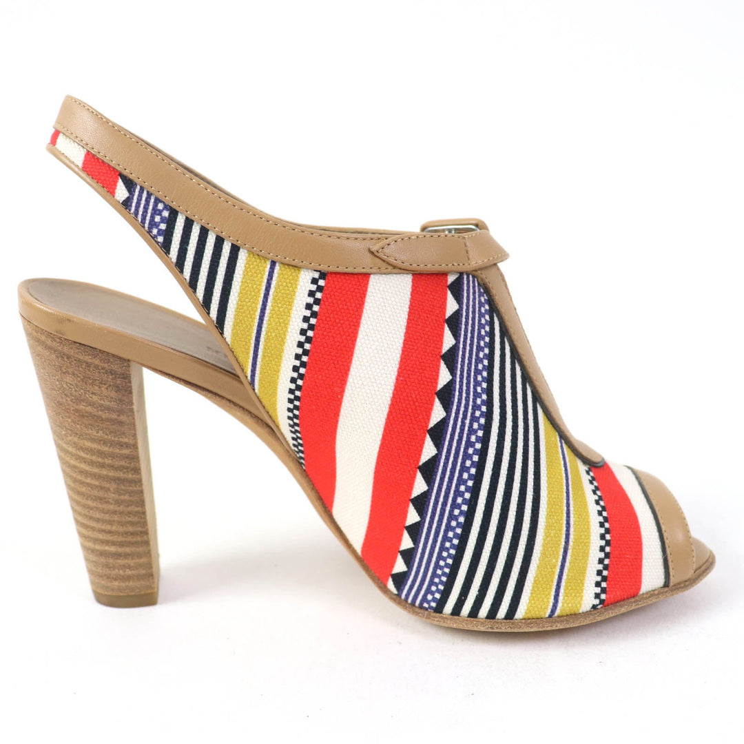 HERMES Sandals Canvas, Leather multicolor SEMELLE CUIR Women 35 1/2 Used Authentic