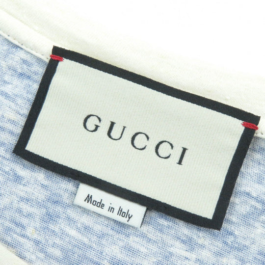 GUCCI Short sleeve T-shirt 604176 Main: 63% cotton, 37% hemp Blue Light Beige mens L Used Authentic