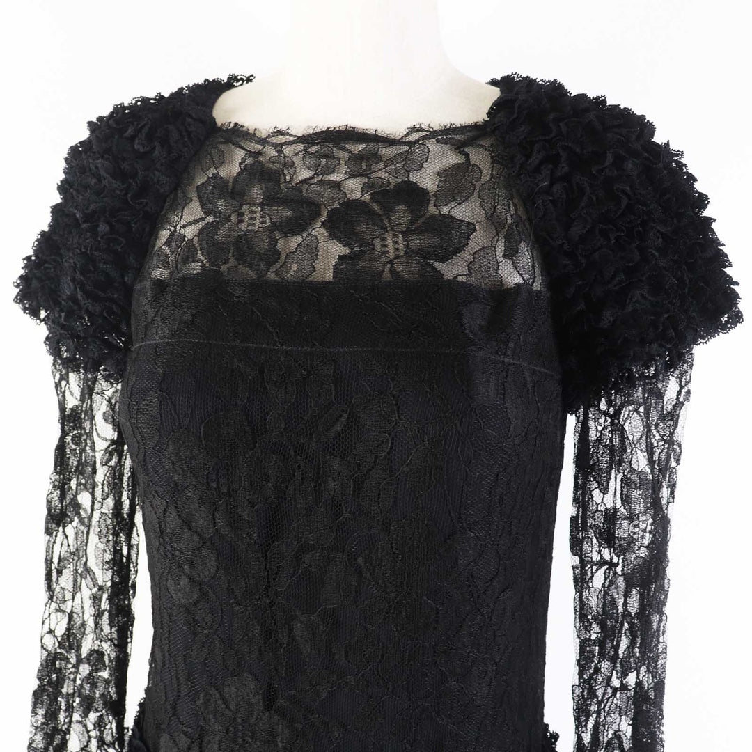 CHANEL one piece P41859 Outer: 73% rayon, Outer: 27% nylon, Lining: 100% silk black Women 38 Used Authentic