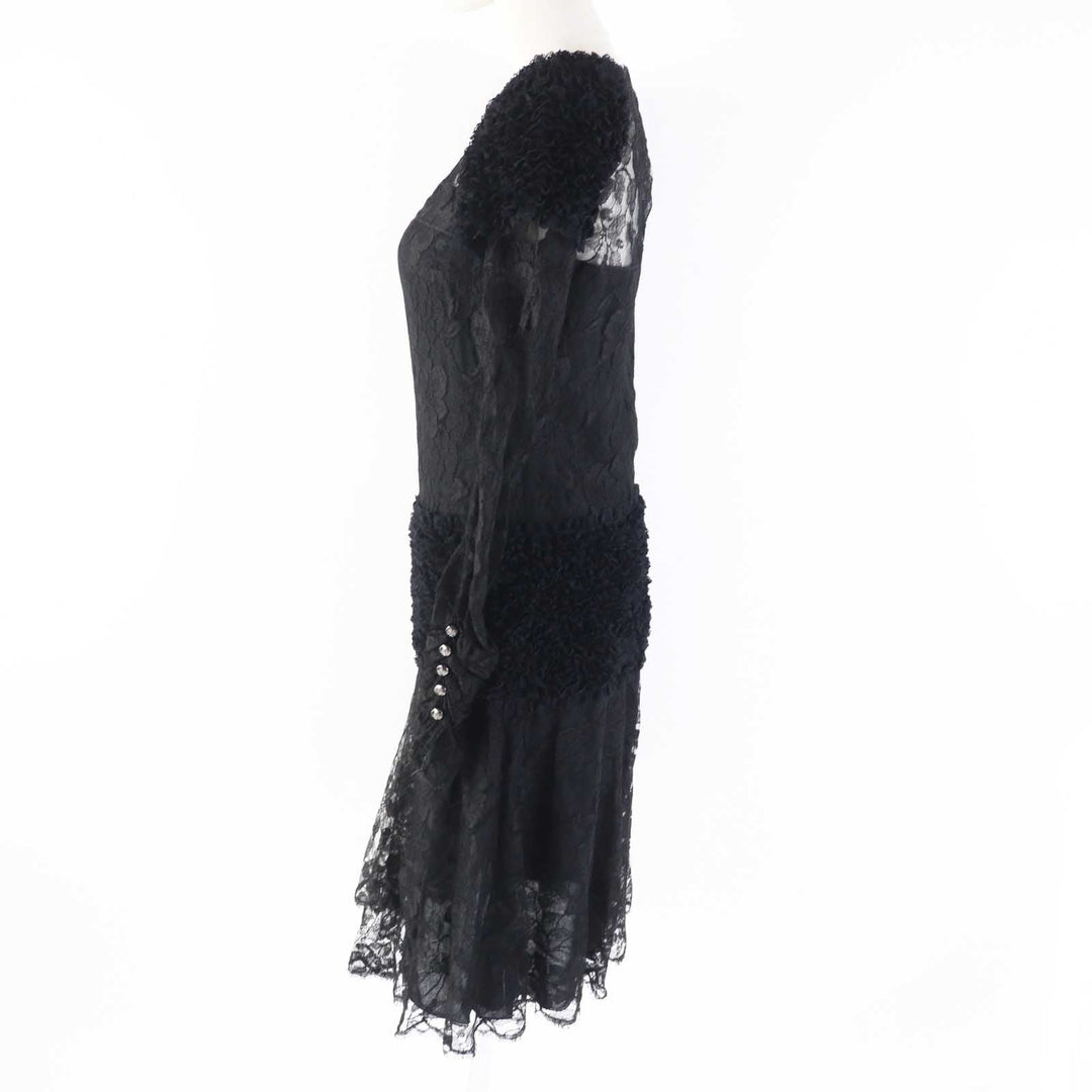 CHANEL one piece P41859 Outer: 73% rayon, Outer: 27% nylon, Lining: 100% silk black Women 38 Used Authentic