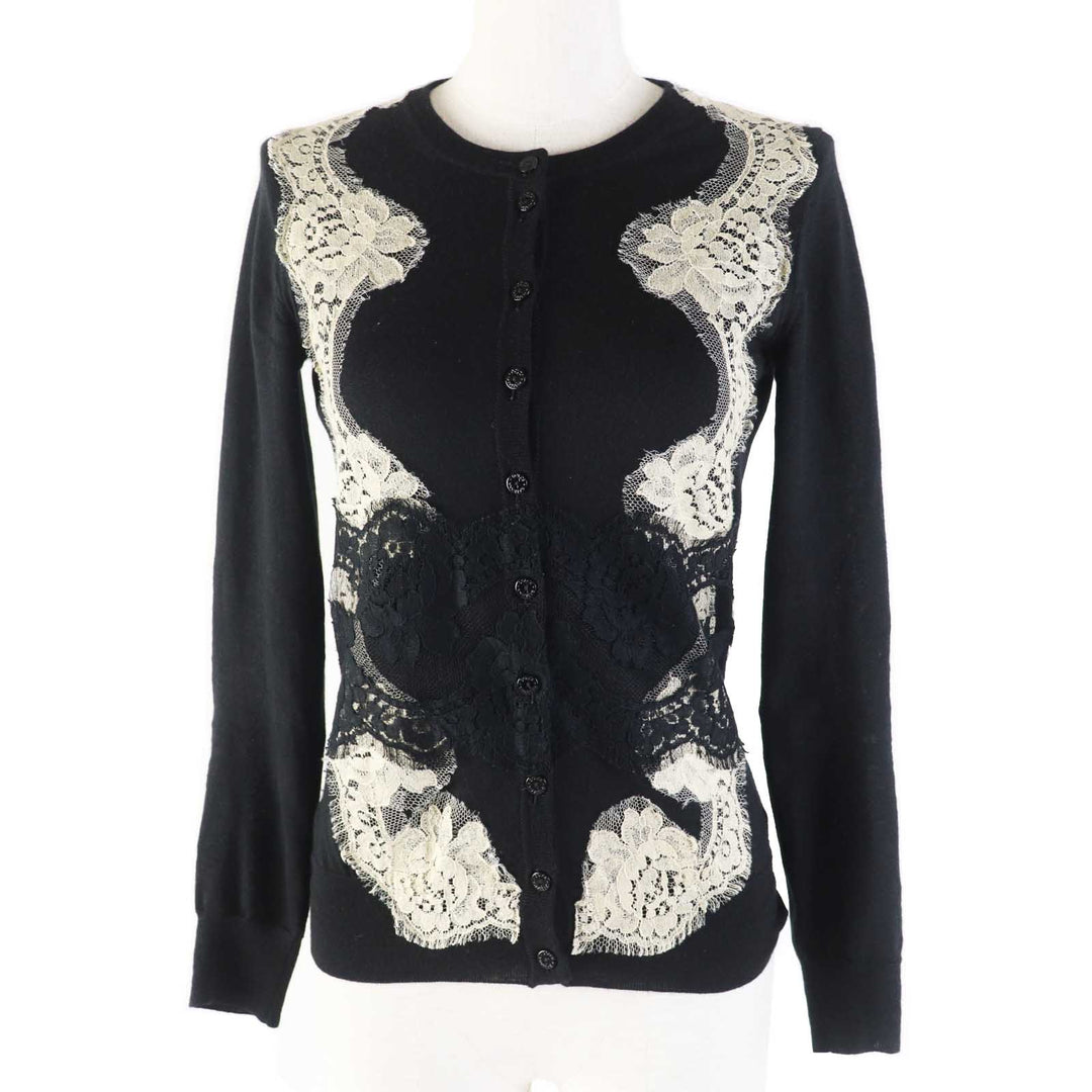 DOLCE&GABBANA cardigan Outer material: 70% cashmere, Outer material: 30% silk Black beige Women 36 Used Authentic