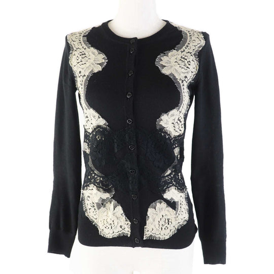 DOLCE&GABBANA cardigan Outer material: 70% cashmere, Outer material: 30% silk Black beige Women 36 Used Authentic