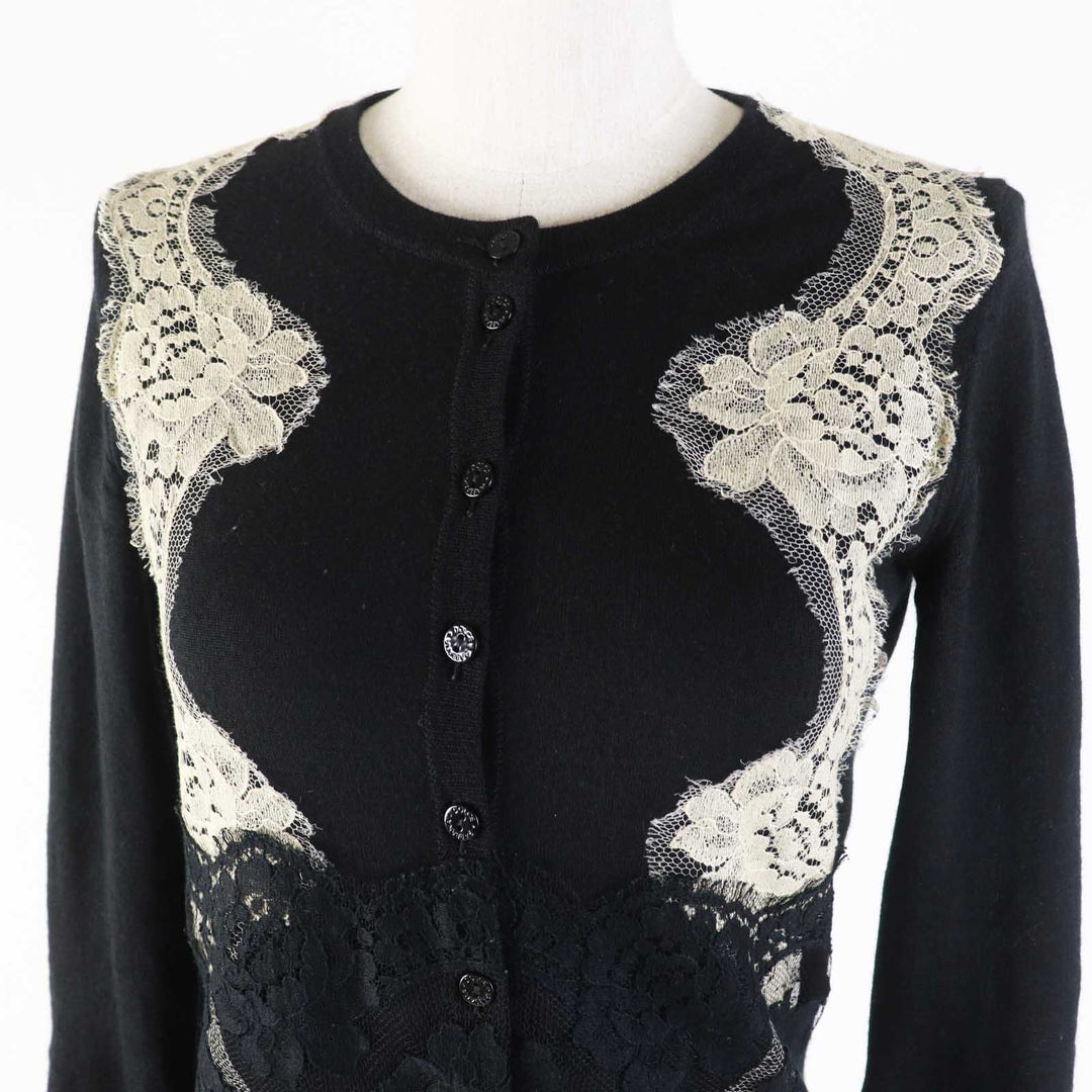 DOLCE&GABBANA cardigan Outer material: 70% cashmere, Outer material: 30% silk Black beige Women 36 Used Authentic