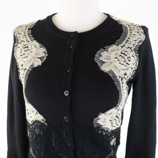 DOLCE&GABBANA cardigan Outer material: 70% cashmere, Outer material: 30% silk Black beige Women 36 Used Authentic