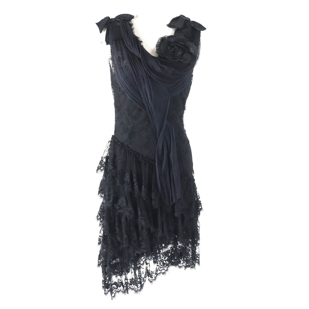 CHANEL one piece 06A P29444 Outer: 56% cotton, Outer: 44% nylon, Lining: 100% silk, Part: 84% silk, Part: 16% nylon black Women 36 Used Authentic