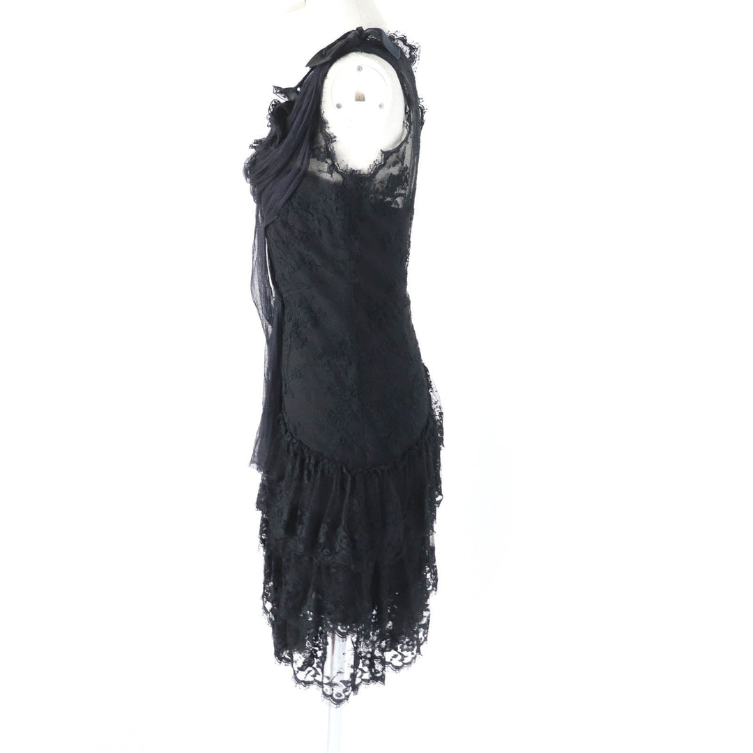 CHANEL one piece 06A P29444 Outer: 56% cotton, Outer: 44% nylon, Lining: 100% silk, Part: 84% silk, Part: 16% nylon black Women 36 Used Authentic