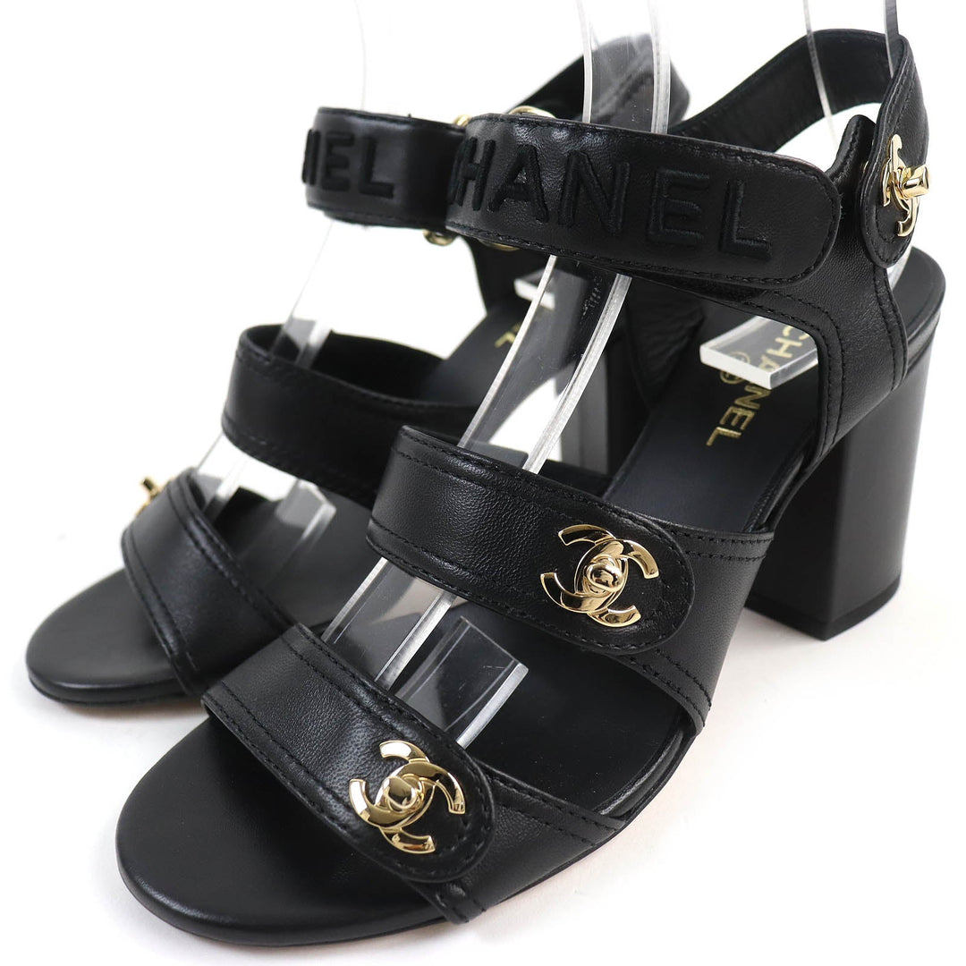 CHANEL Sandals G37387 Main: Leather black Women 36 1/2 C Used Authentic