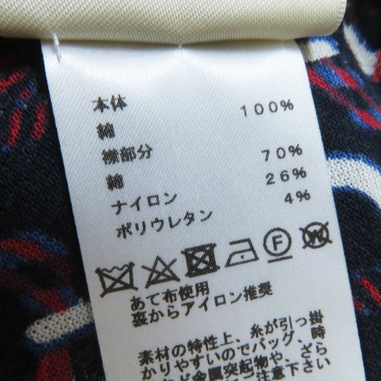 HERMES one piece 3E4512DB Main: 100% cotton, part: 70% cotton, part: 26% nylon, part: 4% polyurethane Navy red white Canoe Women 34 Used Authentic