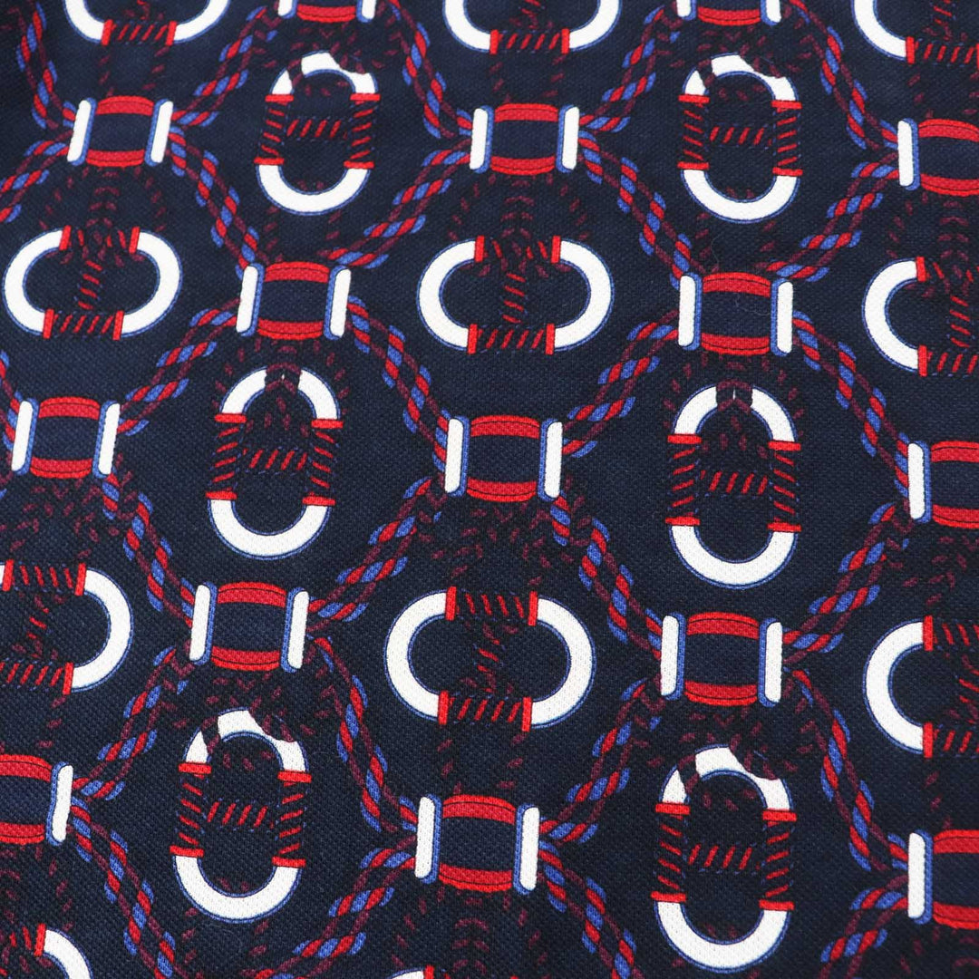 HERMES one piece 3E4512DB Main: 100% cotton, part: 70% cotton, part: 26% nylon, part: 4% polyurethane Navy red white Canoe Women 34 Used Authentic