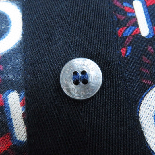 HERMES one piece 3E4512DB Main: 100% cotton, part: 70% cotton, part: 26% nylon, part: 4% polyurethane Navy red white Canoe Women 34 Used Authentic