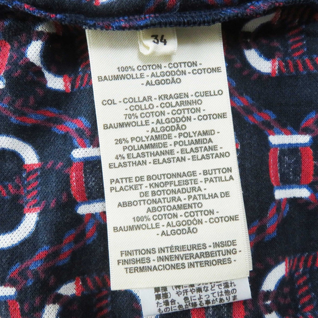 HERMES one piece 3E4512DB Main: 100% cotton, part: 70% cotton, part: 26% nylon, part: 4% polyurethane Navy red white Canoe Women 34 Used Authentic