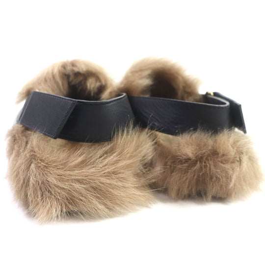 GUCCI Sandals 473493 Main: Leather, Fur black Horsebit mens Size unknown Used Authentic