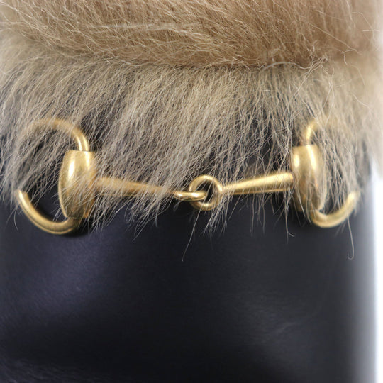 GUCCI Sandals 473493 Main: Leather, Fur black Horsebit mens Size unknown Used Authentic