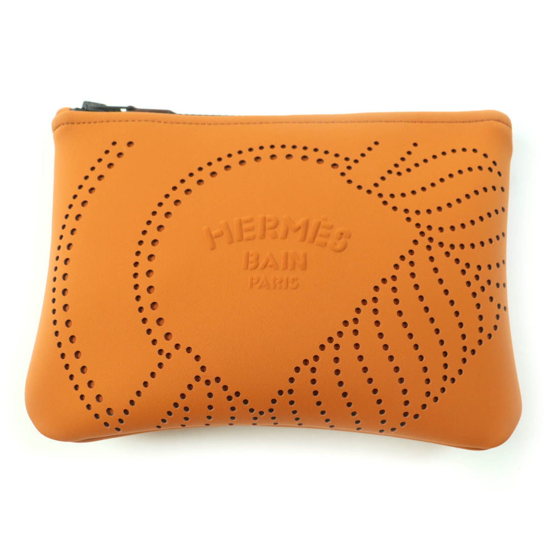 HERMES Pouch Main: 80% polyamide, 20% elastane; Part: 100% cotton Orange Neoban Kanoe H PM Women Used Authentic