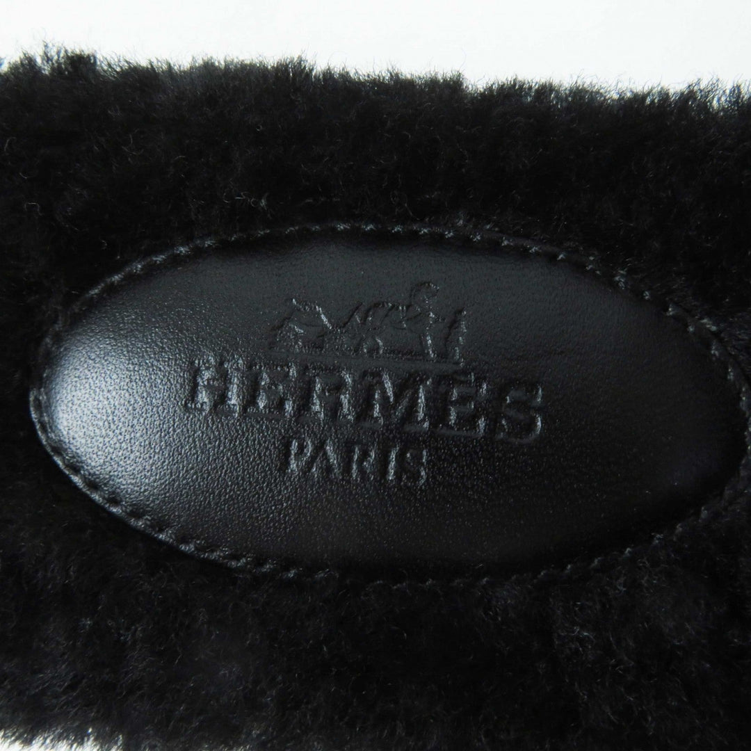 HERMES Sandals Mouton black Oran Women 35 Used Authentic