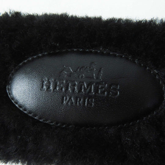 HERMES Sandals Mouton black Oran Women 35 Used Authentic