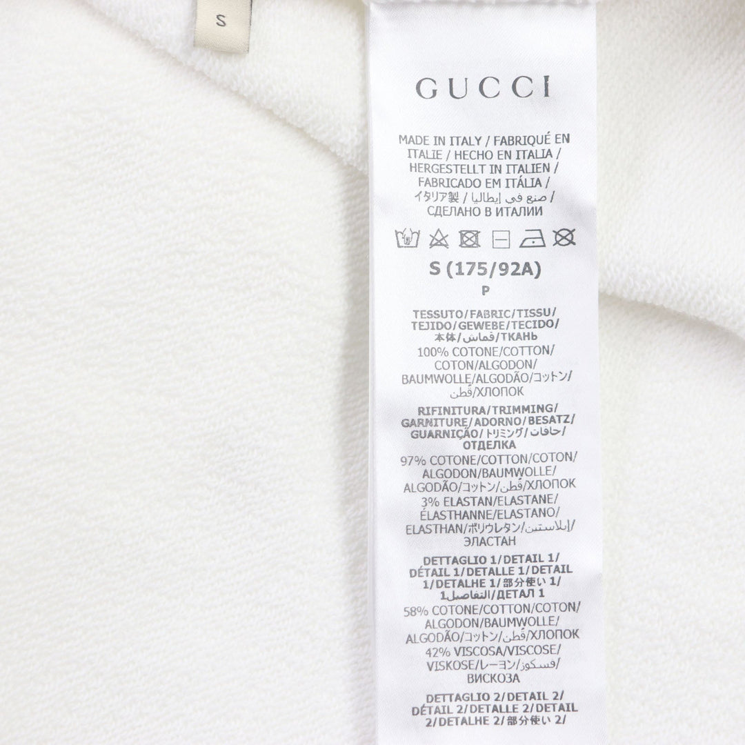 GUCCI Hoodie 722967 Main: 100% cotton, Trimming: 97% cotton, 3% polyurethane Partial use 1: 58% cotton, 42% rayon Partial use 2: 65% rayon, 35% cotton white mens S Used Authentic