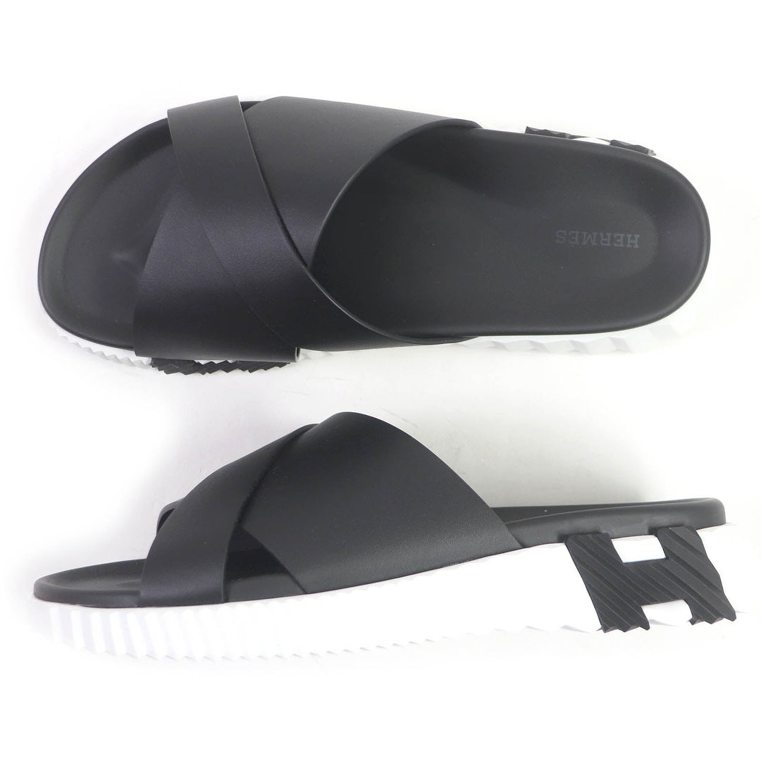 HERMES Sandals Nappa leather black infrastructure mens 43 Used Authentic