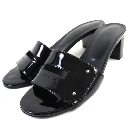 HERMES Sandals 192126Z Main: Patent leather black Very Women 37 Used Authentic