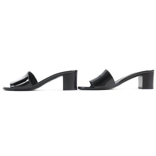 HERMES Sandals 192126Z Main: Patent leather black Very Women 37 Used Authentic