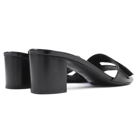 HERMES Sandals 192126Z Main: Patent leather black Very Women 37 Used Authentic