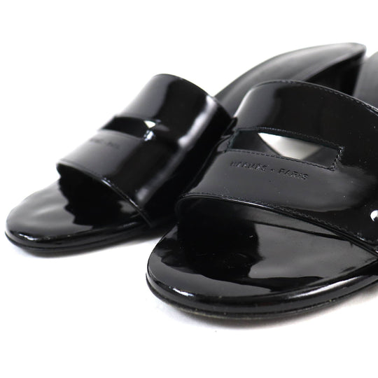 HERMES Sandals 192126Z Main: Patent leather black Very Women 37 Used Authentic