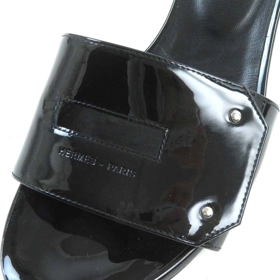HERMES Sandals 192126Z Main: Patent leather black Very Women 37 Used Authentic