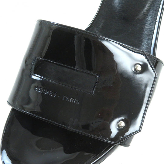 HERMES Sandals 192126Z Main: Patent leather black Very Women 37 Used Authentic