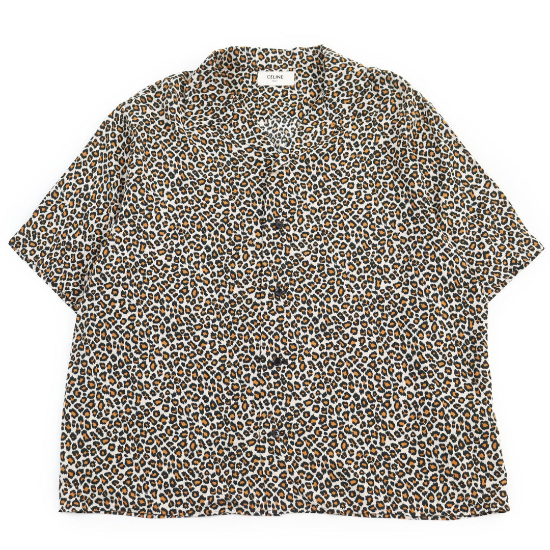 CELINE Short sleeve shirt 2C036900H Main: 100% rayon beige mens 40 Used Authentic