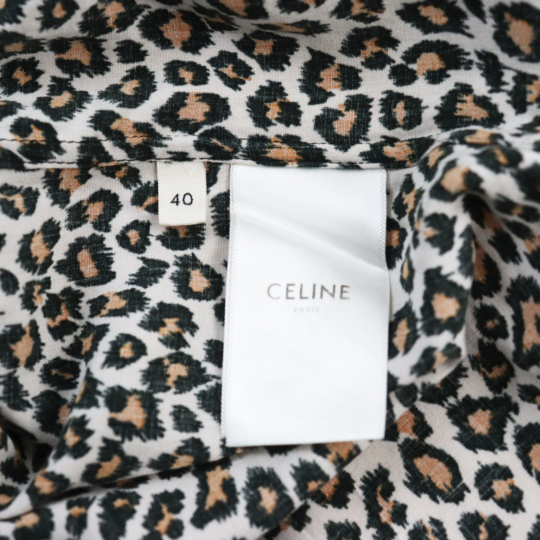 CELINE Short sleeve shirt 2C036900H Main: 100% rayon beige mens 40 Used Authentic
