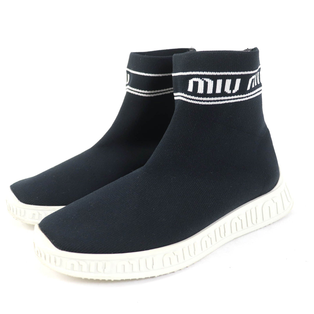MIUMIU sneakers knit black Women 36.5 Used Authentic
