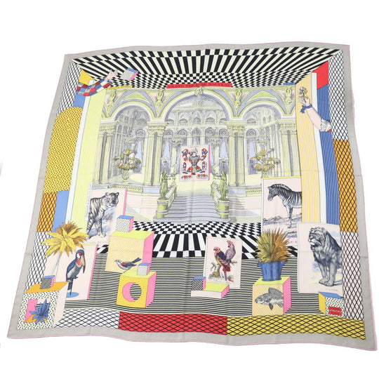 HERMES scarf 243761S Main: 70% cashmere, Main: 30% silk Multi Caljean 140 Grand Theatre Nouveau Women Used Authentic