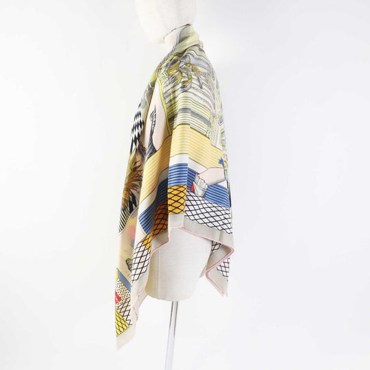 HERMES scarf 243761S Main: 70% cashmere, Main: 30% silk Multi Caljean 140 Grand Theatre Nouveau Women Used Authentic