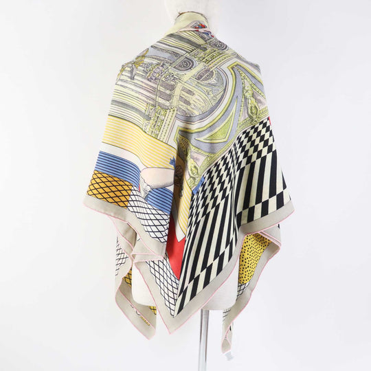 HERMES scarf 243761S Main: 70% cashmere, Main: 30% silk Multi Caljean 140 Grand Theatre Nouveau Women Used Authentic