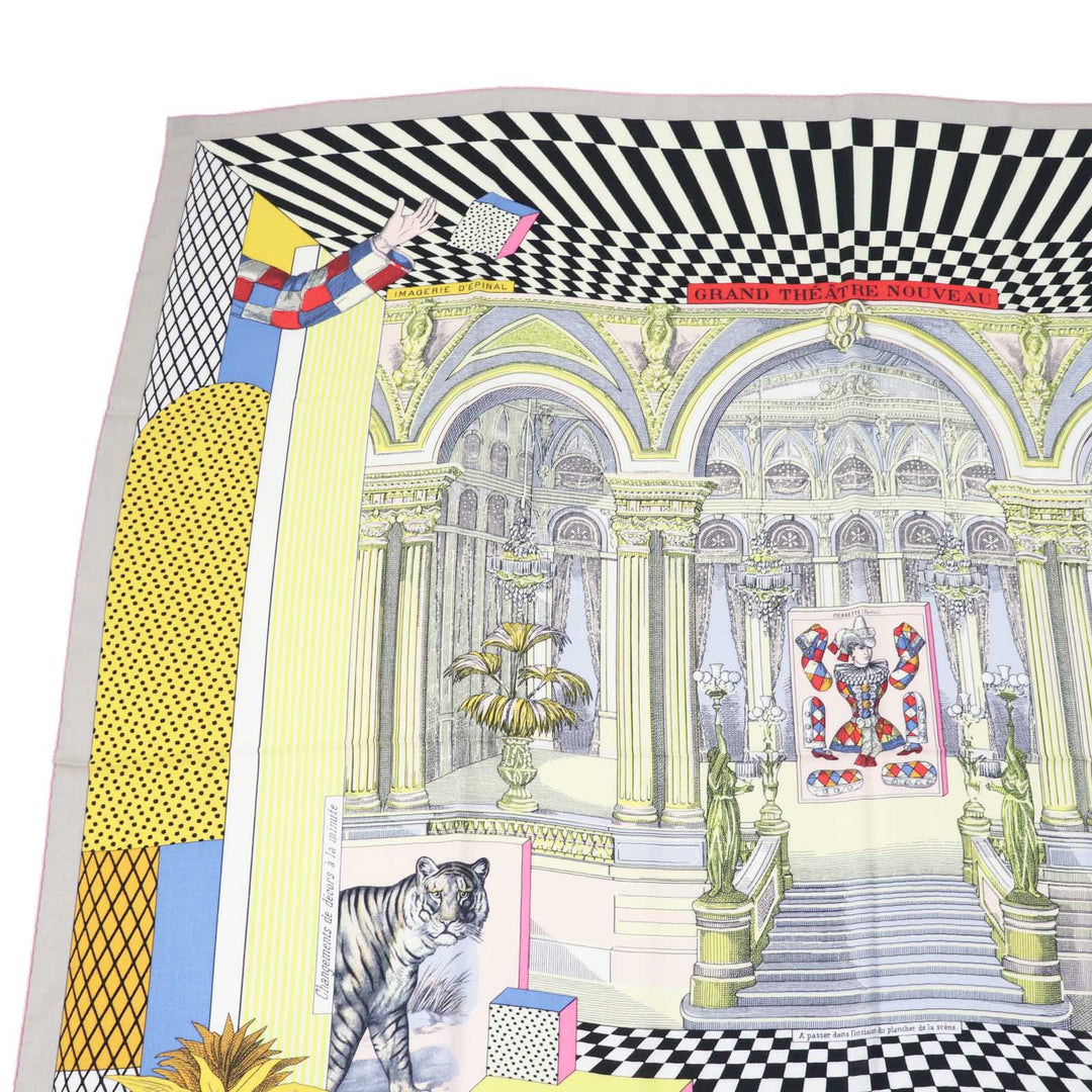 HERMES scarf 243761S Main: 70% cashmere, Main: 30% silk Multi Caljean 140 Grand Theatre Nouveau Women Used Authentic
