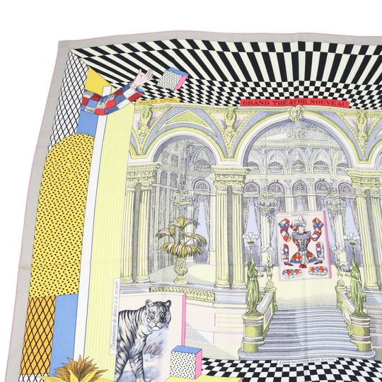 HERMES scarf 243761S Main: 70% cashmere, Main: 30% silk Multi Caljean 140 Grand Theatre Nouveau Women Used Authentic