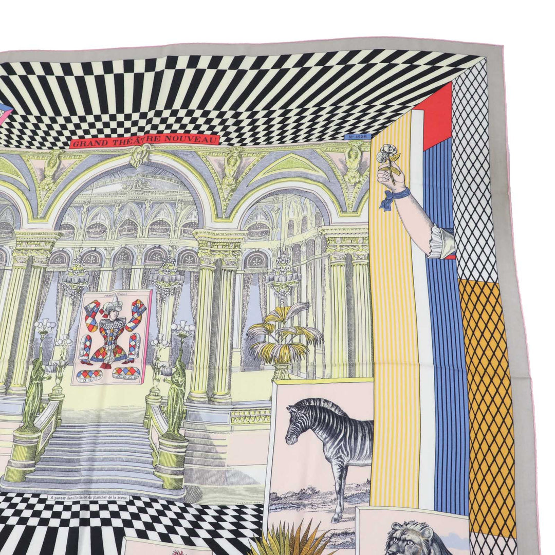 HERMES scarf 243761S Main: 70% cashmere, Main: 30% silk Multi Caljean 140 Grand Theatre Nouveau Women Used Authentic