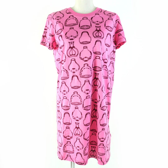 HERMES one piece 3E4510DM Main: 100% cotton pink Stirrup Fantasy Women 36 Used Authentic