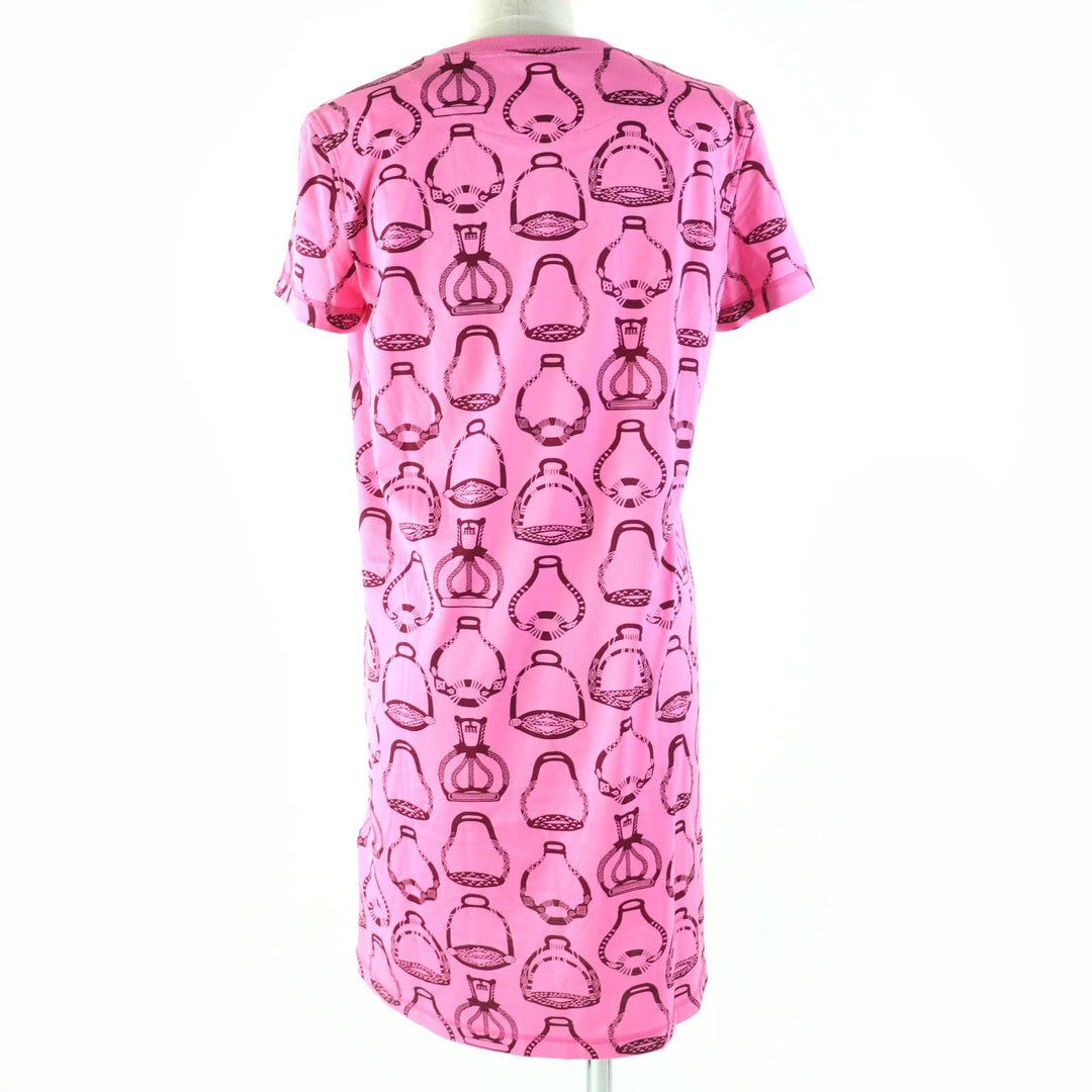 HERMES one piece 3E4510DM Main: 100% cotton pink Stirrup Fantasy Women 36 Used Authentic