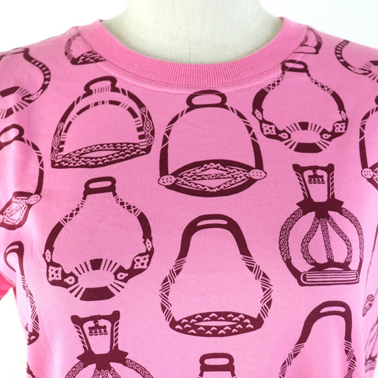 HERMES one piece 3E4510DM Main: 100% cotton pink Stirrup Fantasy Women 36 Used Authentic