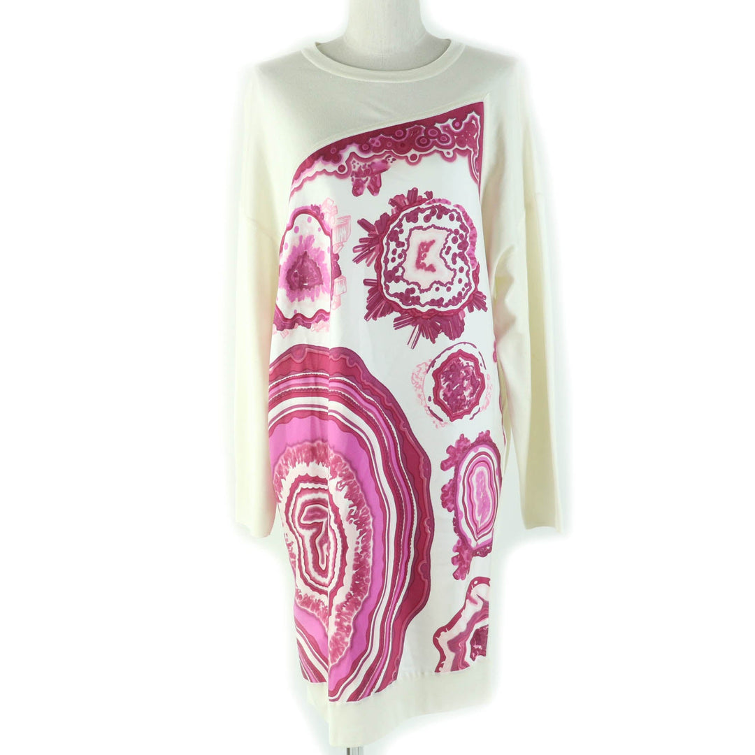HERMES one piece Printed part: 100% silk Knitted part: 100% silk Ivory pink Women 34 Used Authentic