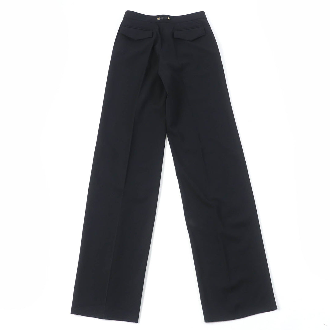 GUCCI Pants Main: 95% wool, Main: 5% polyurethane, Lining: 100% rayon, Part: leather black Women 38 Used Authentic