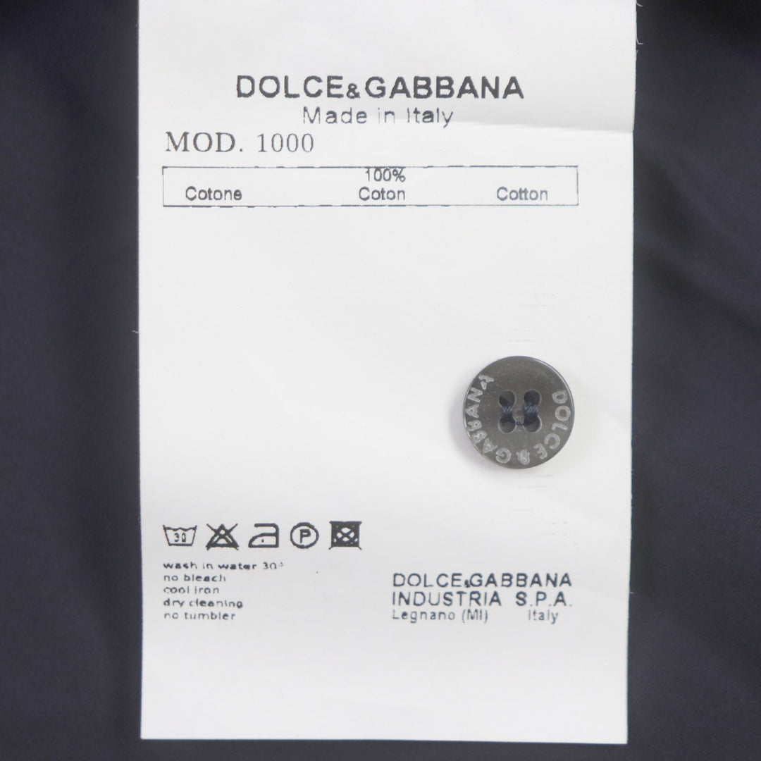 DOLCE&GABBANA Long sleeve shirt Main: 100% cotton Dark Navy Light Blue mens 39 15 1/2 Used Authentic