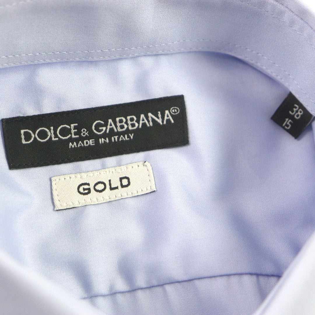 DOLCE&GABBANA Long sleeve shirt Main: 100% cotton Dark Navy Light Blue mens 39 15 1/2 Used Authentic