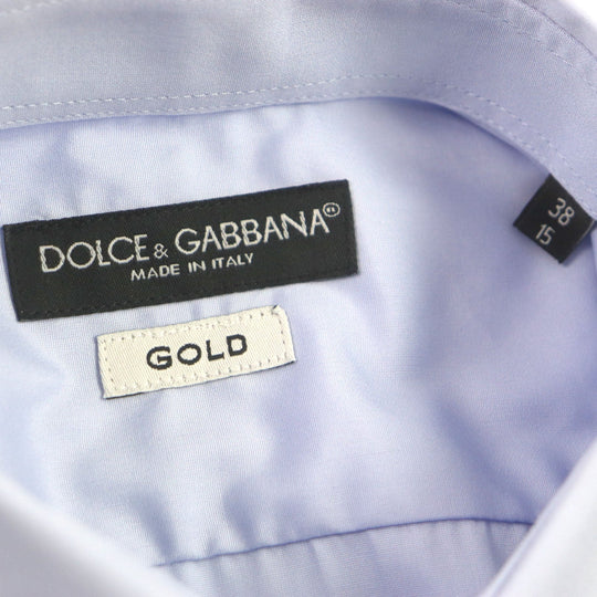 DOLCE&GABBANA Long sleeve shirt Main: 100% cotton Dark Navy Light Blue mens 39 15 1/2 Used Authentic