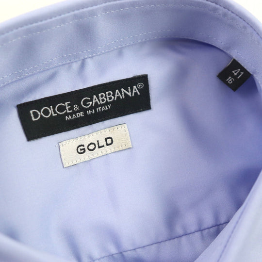 DOLCE&GABBANA Long sleeve shirt Main: 100% cotton Dark Navy Light Blue mens 39 15 1/2 Used Authentic