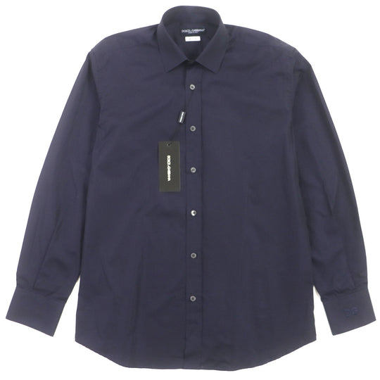 DOLCE&GABBANA Long sleeve shirt Main: 100% cotton Dark Navy Light Blue mens 39 15 1/2 Used Authentic