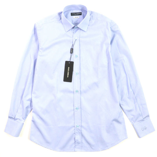 DOLCE&GABBANA Long sleeve shirt Main: 100% cotton Dark Navy Light Blue mens 39 15 1/2 Used Authentic